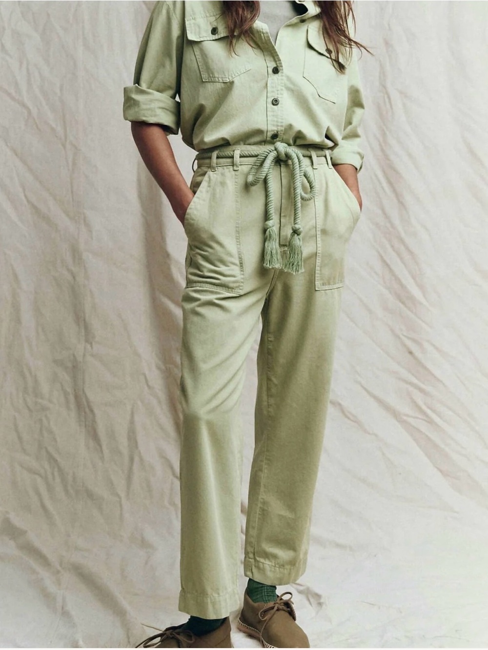 The Great. pants Voyager belted ankle green size 29